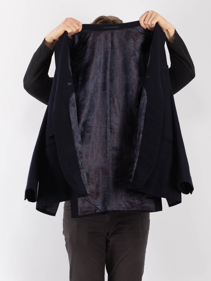 Vintage 90's Men Wool Blazer Jacket in Blue