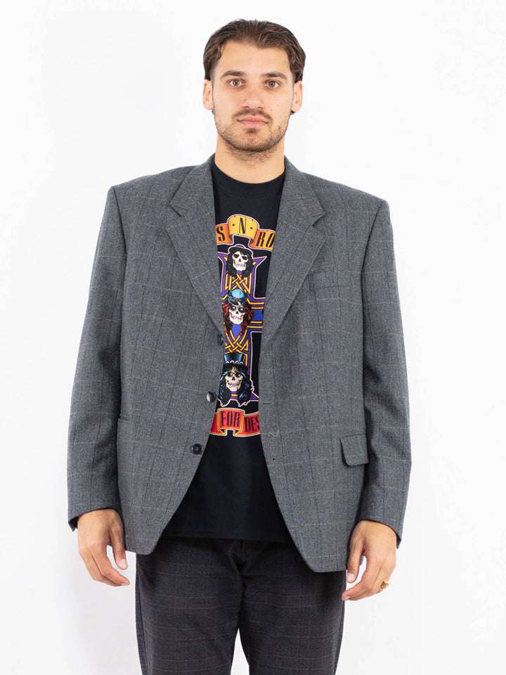 Vintage 90's Men Wool Blend Blazer Jacket in BlueZ2418