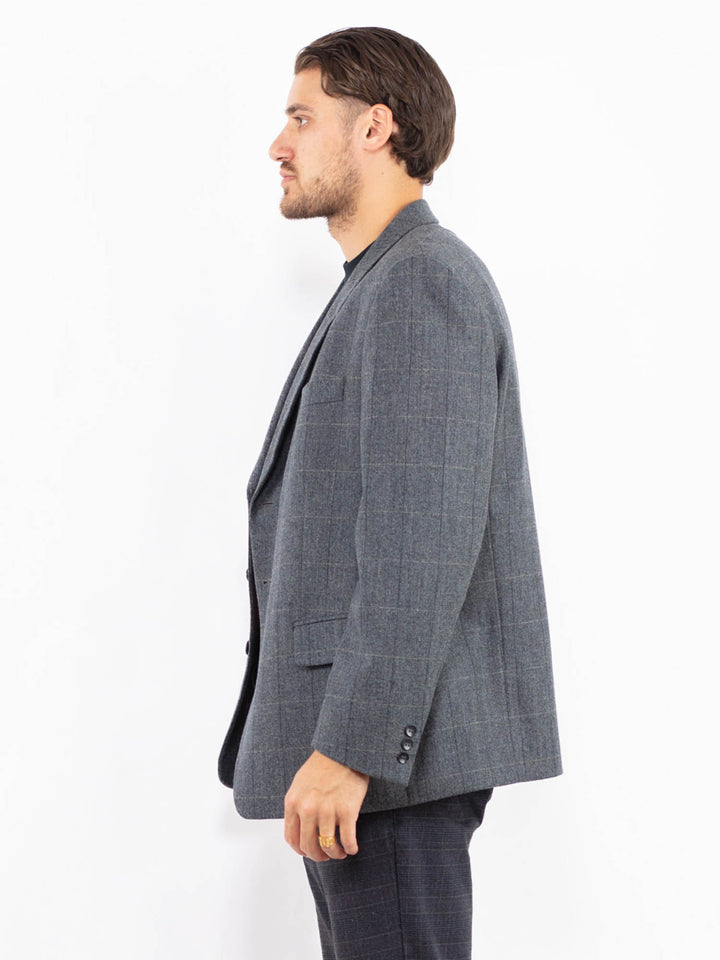 Vintage 90's Men Wool Blend Blazer Jacket in BlueZ2418