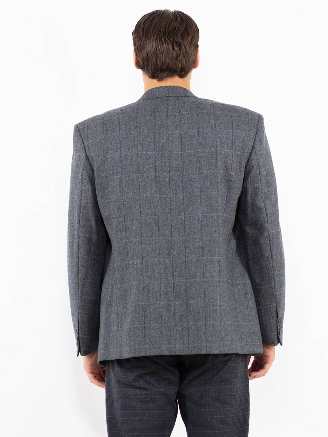 Vintage 90's Men Wool Blend Blazer Jacket in BlueZ2418