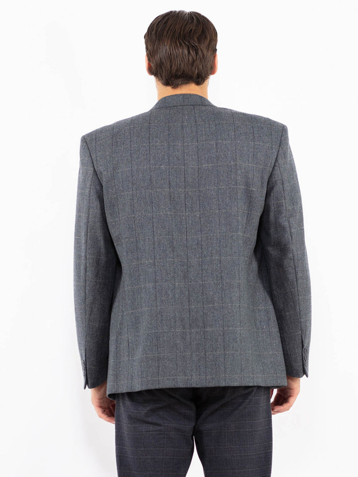 Vintage 90's Men Wool Blend Blazer Jacket in BlueZ2418