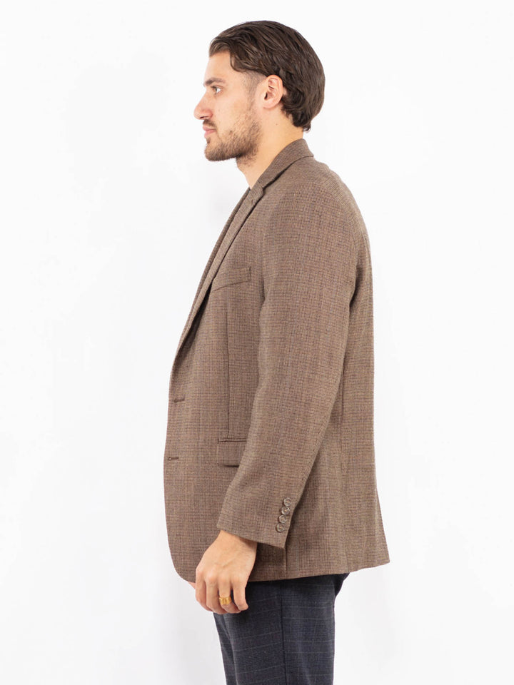 Vintage 90's Men Wool Blazer Jacket in BrownZ2419