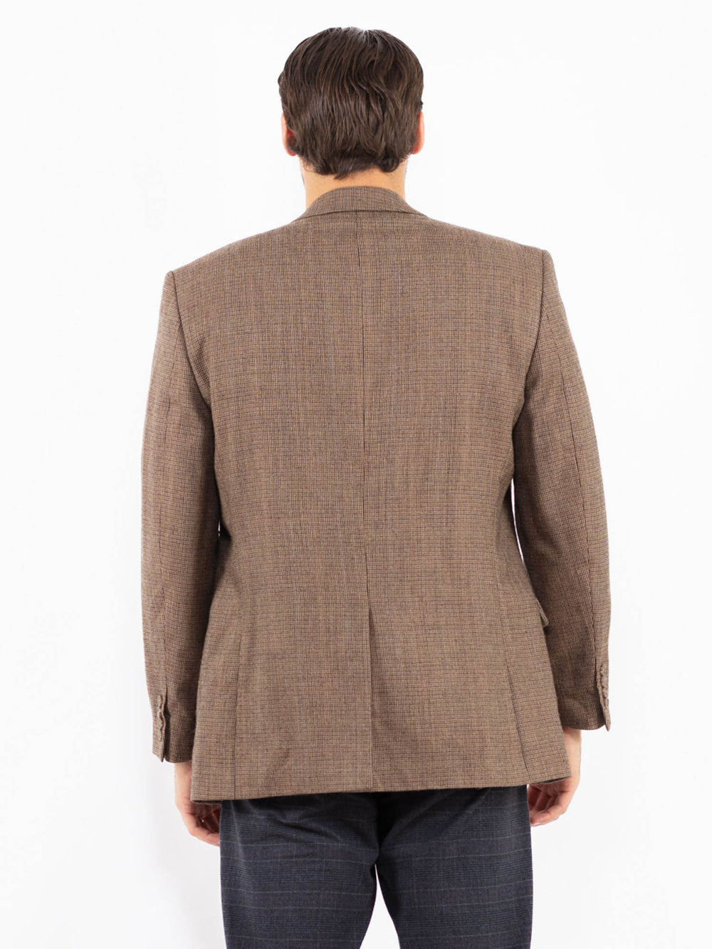 Vintage 90's Men Wool Blazer Jacket in BrownZ2419