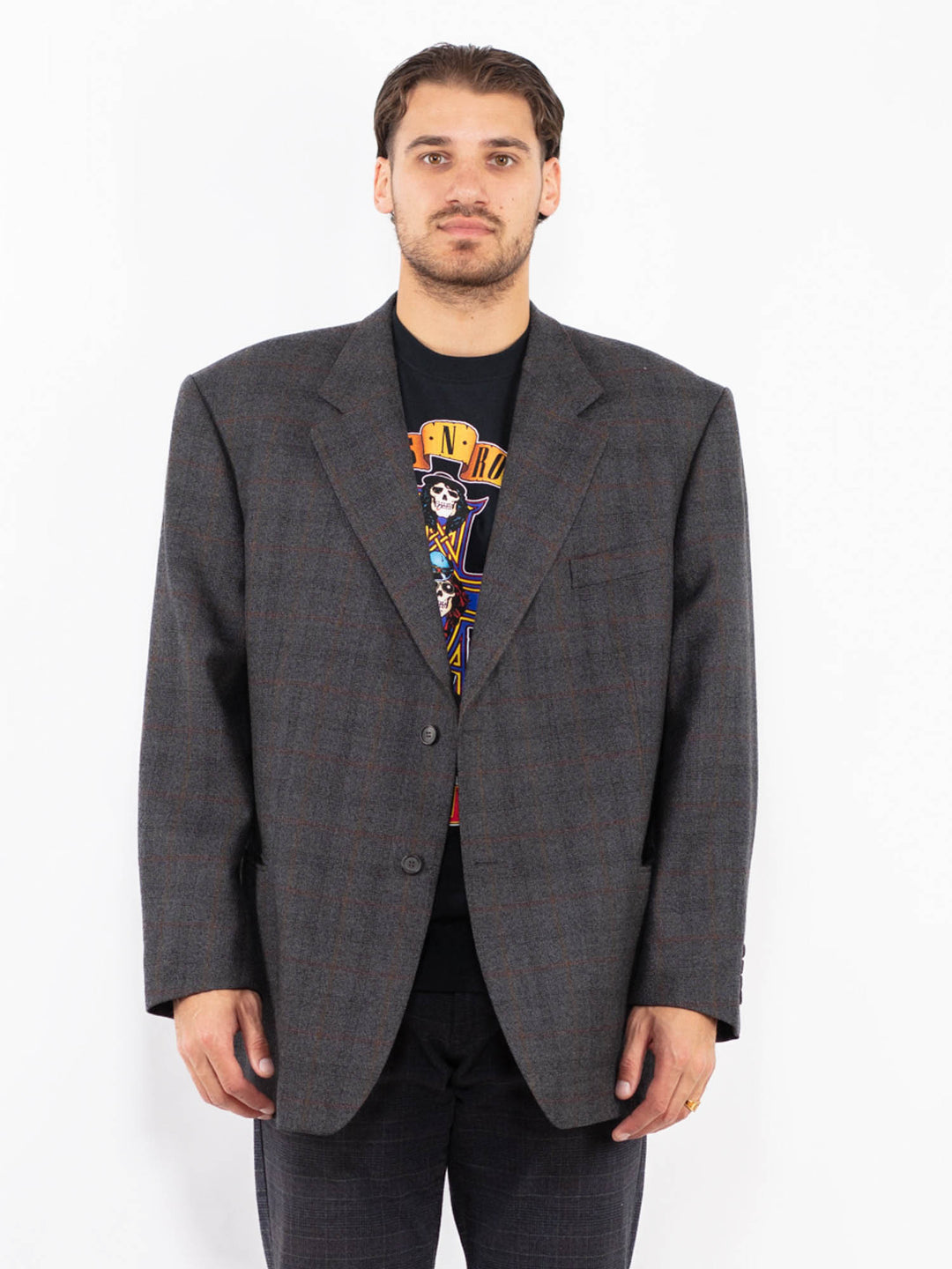 Vintage 90's Men Wool Blazer Jacket in BlueZ2420