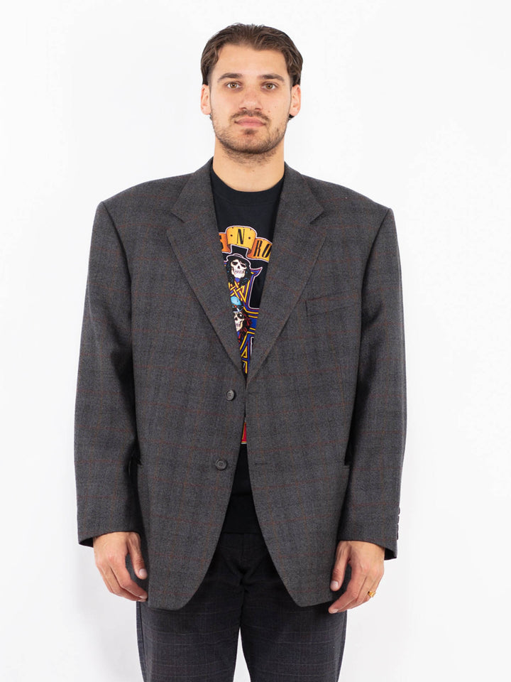 Vintage 90's Men Wool Blazer Jacket in BlueZ2420