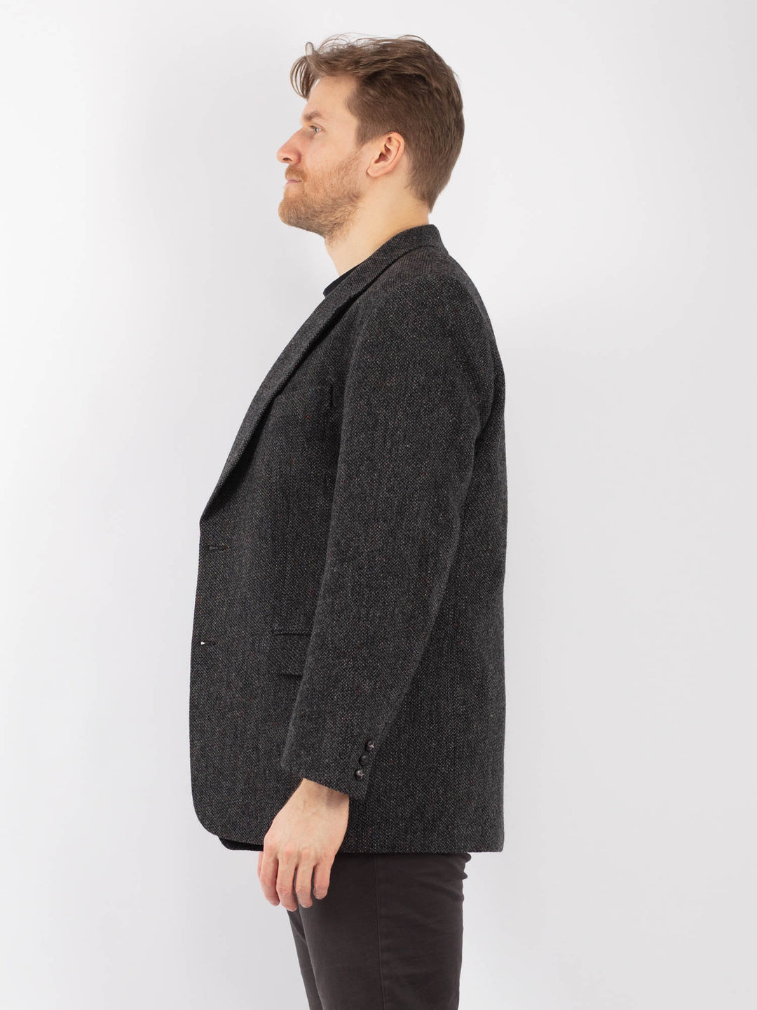 Vintage 90's Men Wool Blazer Jacket in Gray