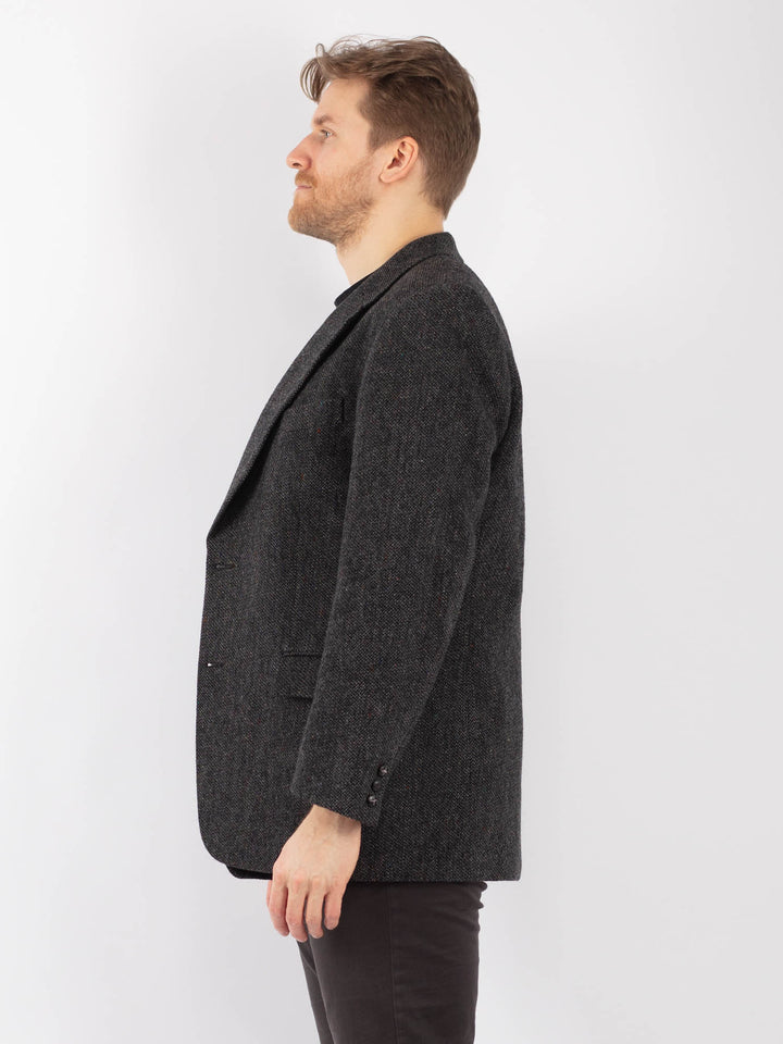 Vintage 90's Men Wool Blazer Jacket in Gray