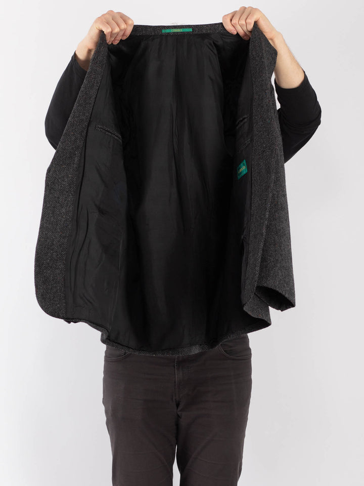 Vintage 90's Men Wool Blazer Jacket in Gray