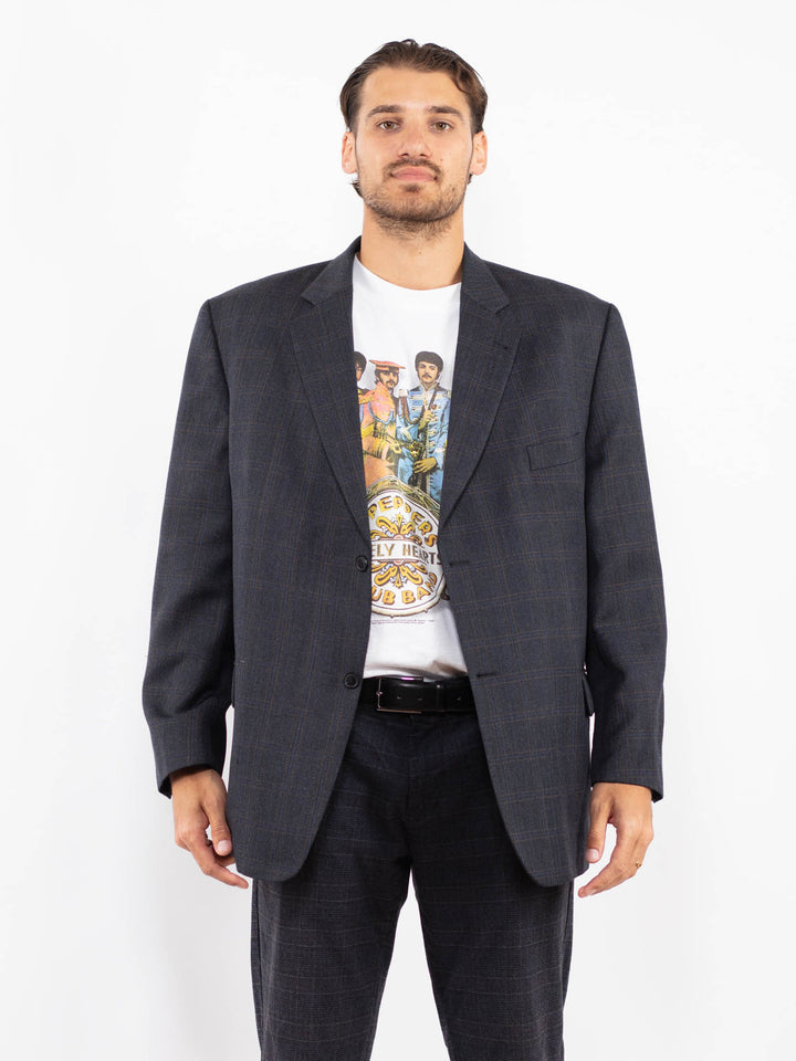 Vintage 90's Men Wool Blend Blazer Jacket in Blue