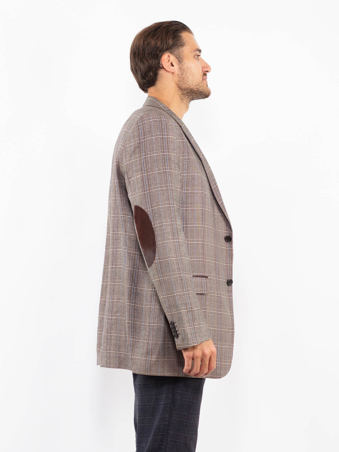 Vintage 90's Men Wool Blazer Jacket in Light Brown