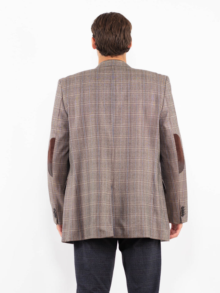 Vintage 90's Men Wool Blazer Jacket in Light Brown