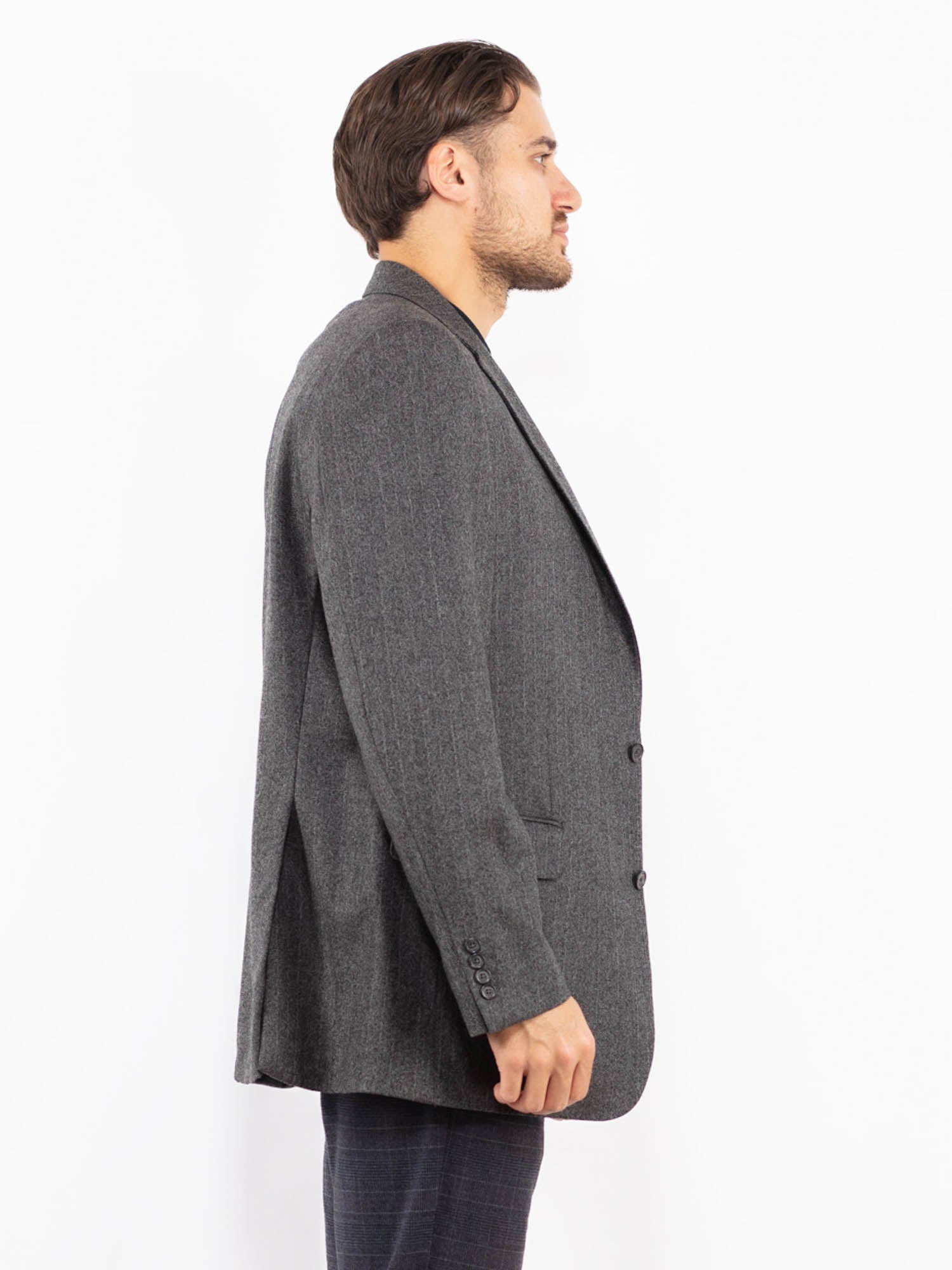 Online Vintage Store | Vintage 90's Men Wool Blazer Jacket in Gray