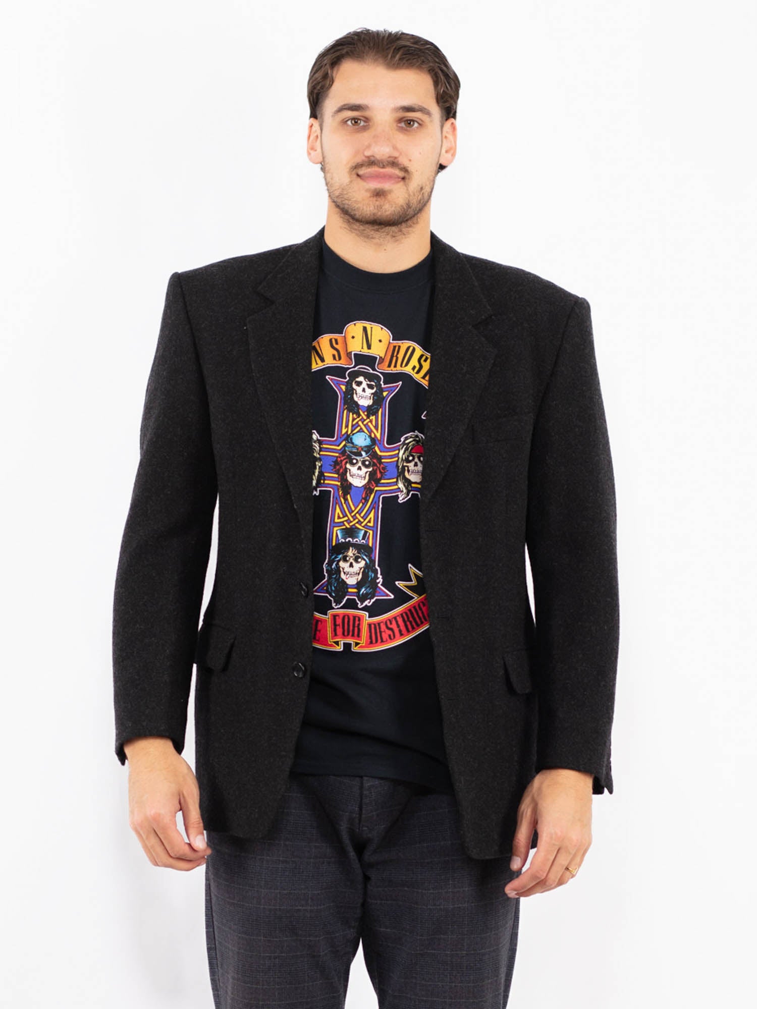 Online Vintage Store | Vintage 90's Men Wool Blazer Jacket in Gray
