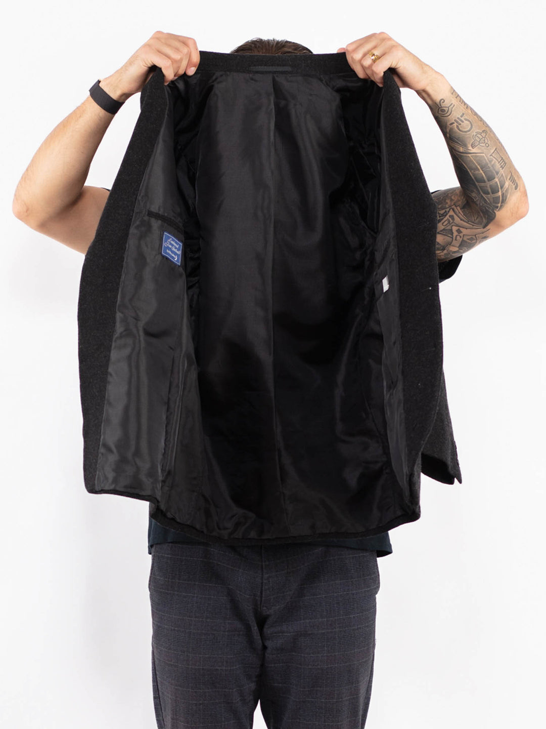 Vintage 90's Men Wool Blazer Jacket in GrayZ2429