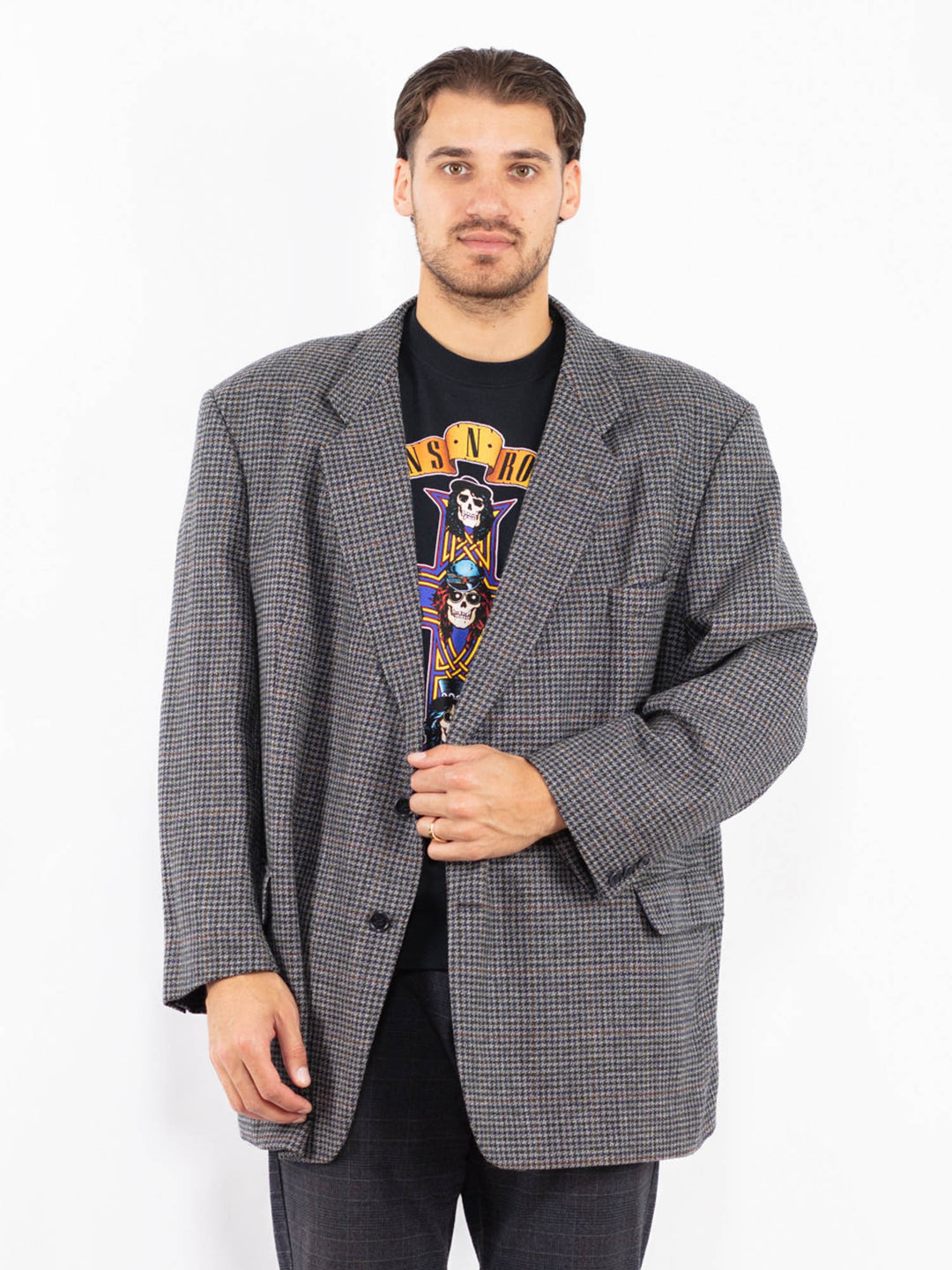 Vintage 90's Men Wool Blazer Jacket in GrayZ2431
