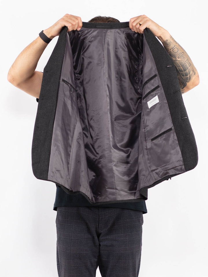 Vintage 90's Men Wool Blazer Jacket in GrayZ2432