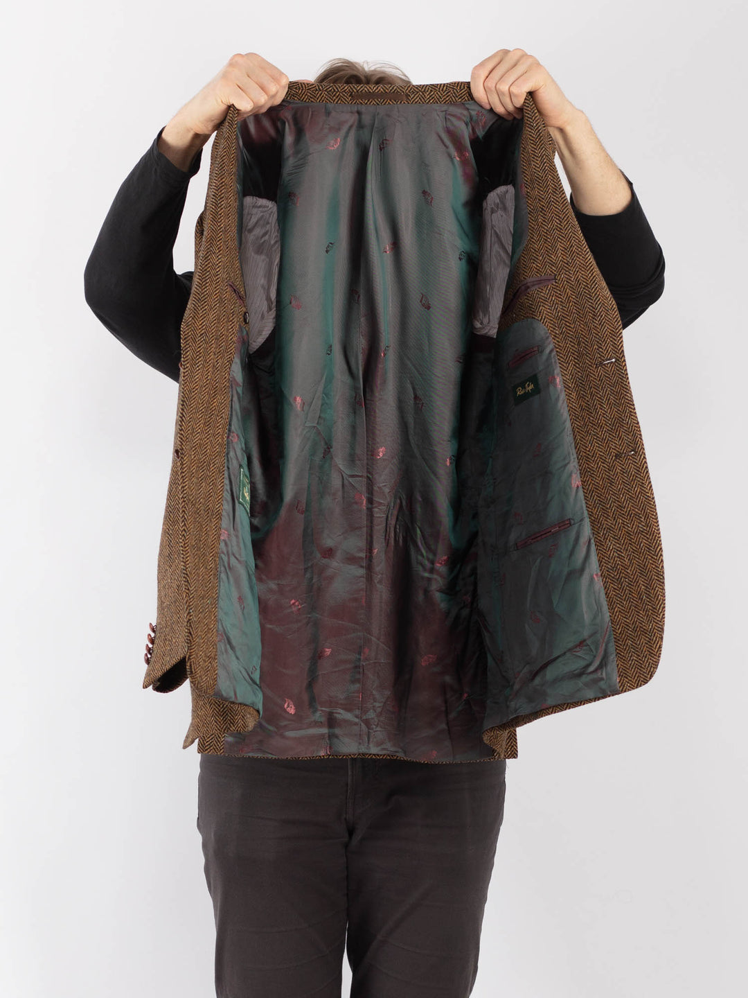 Vintage 90's Men Wool Blazer Jacket in Brown