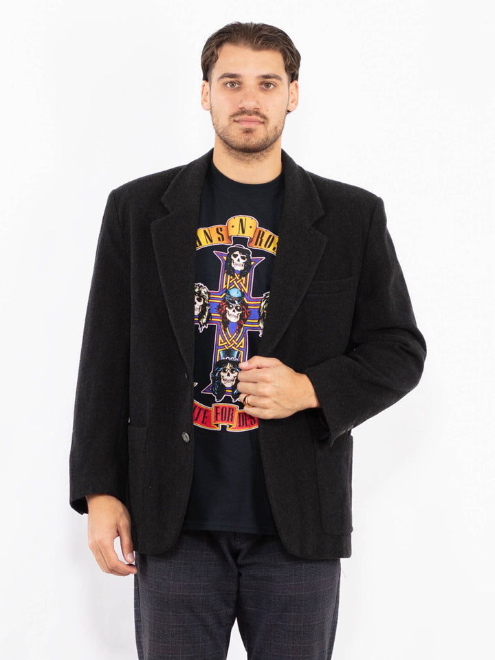 Vintage 90's Men Wool Blend Blazer Jacket in GrayZ2442