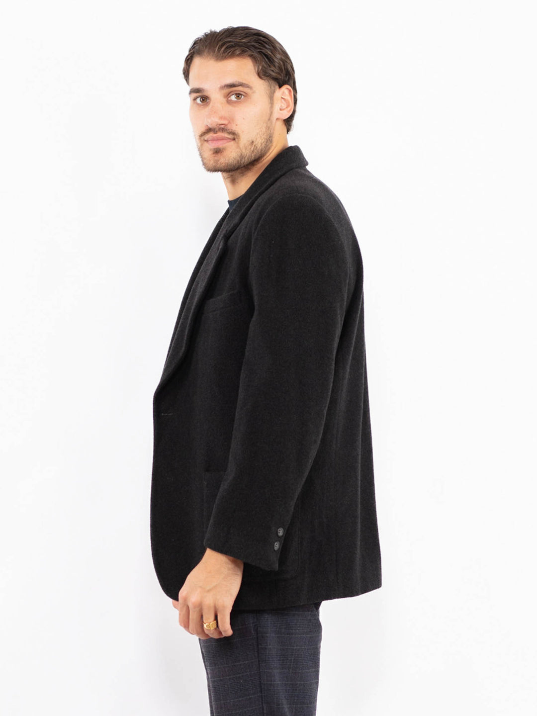 Vintage 90's Men Wool Blend Blazer Jacket in GrayZ2442