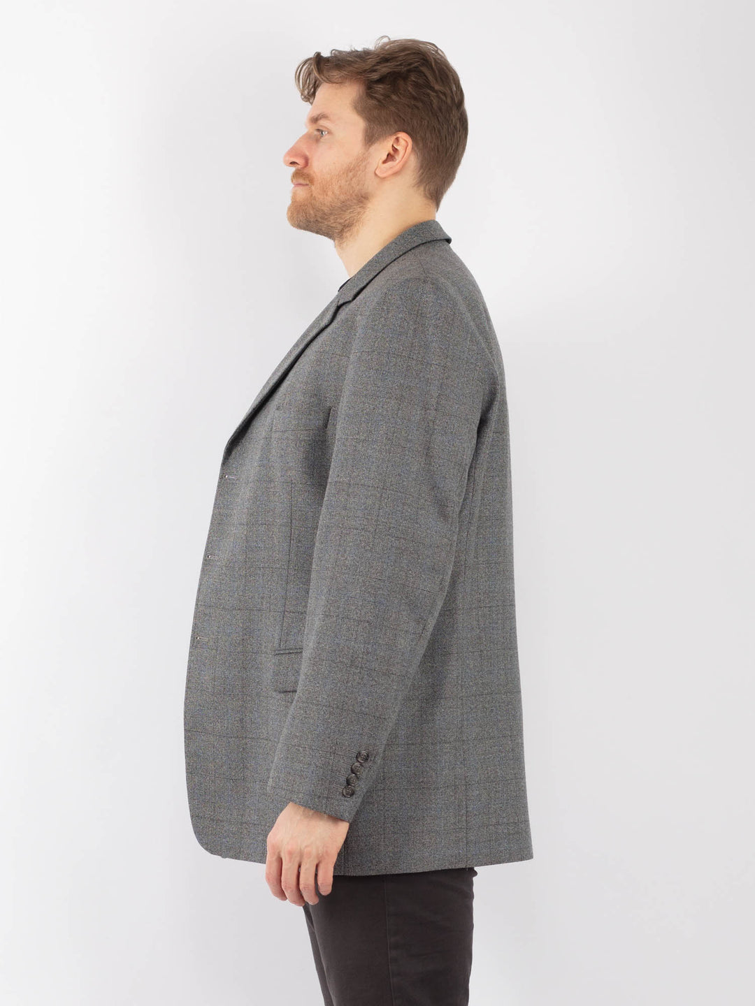Vintage 90's Men Wool Blend Blazer Jacket in Gray