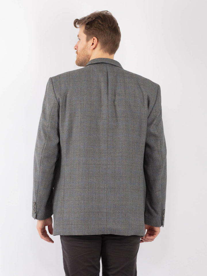 Vintage 90's Men Wool Blend Blazer Jacket in Gray