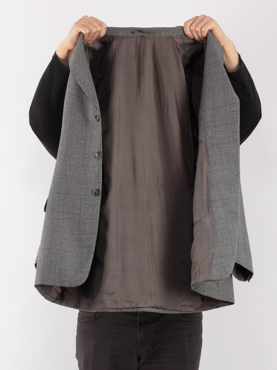 Vintage 90's Men Wool Blend Blazer Jacket in Gray