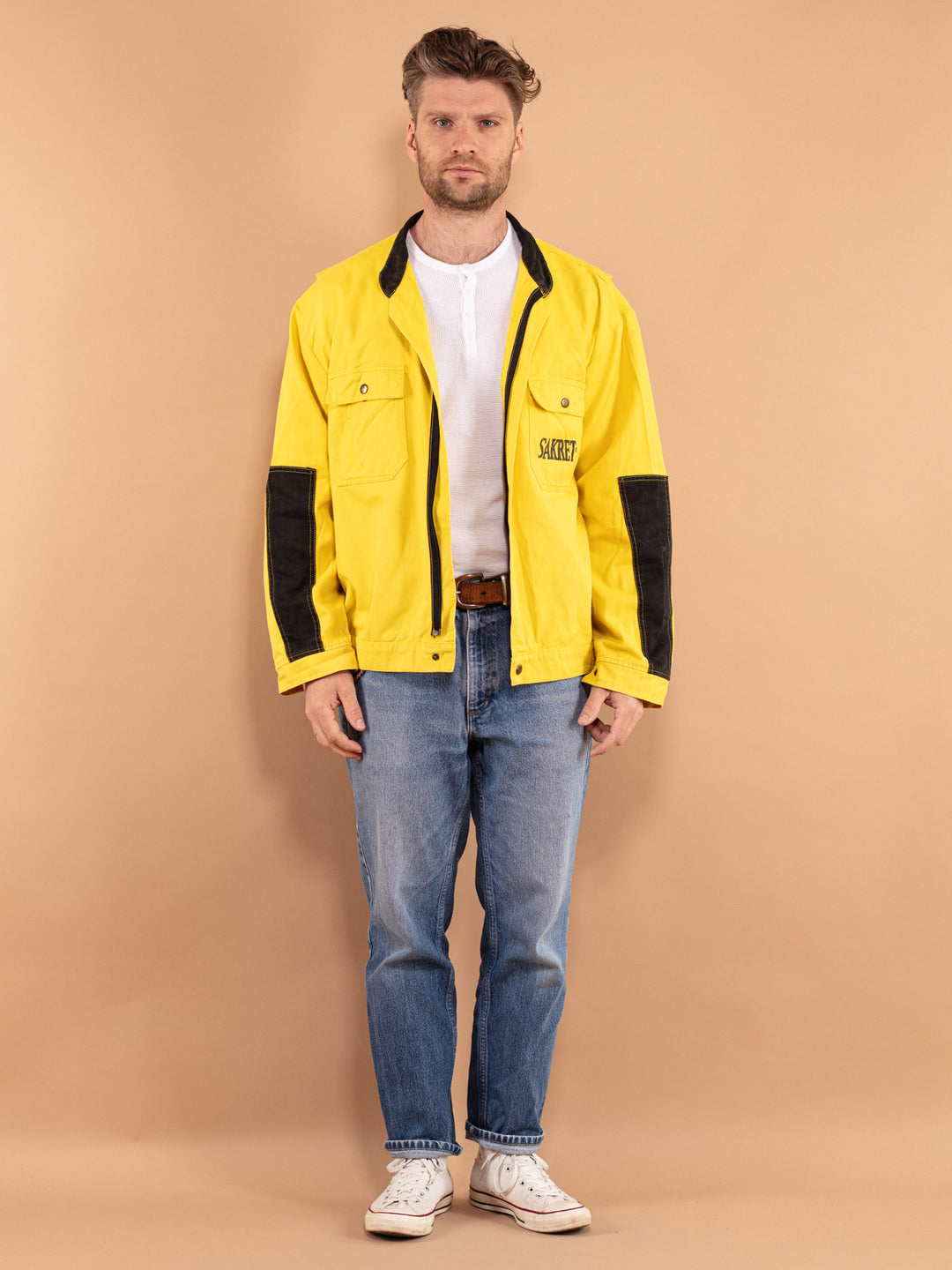 90s Workers Denim Jacket, Size XL Work Jacket, Vintage Workwear, Blue Collar Clothing, Mechanic Denim Jacket, Industrial Utility Wear