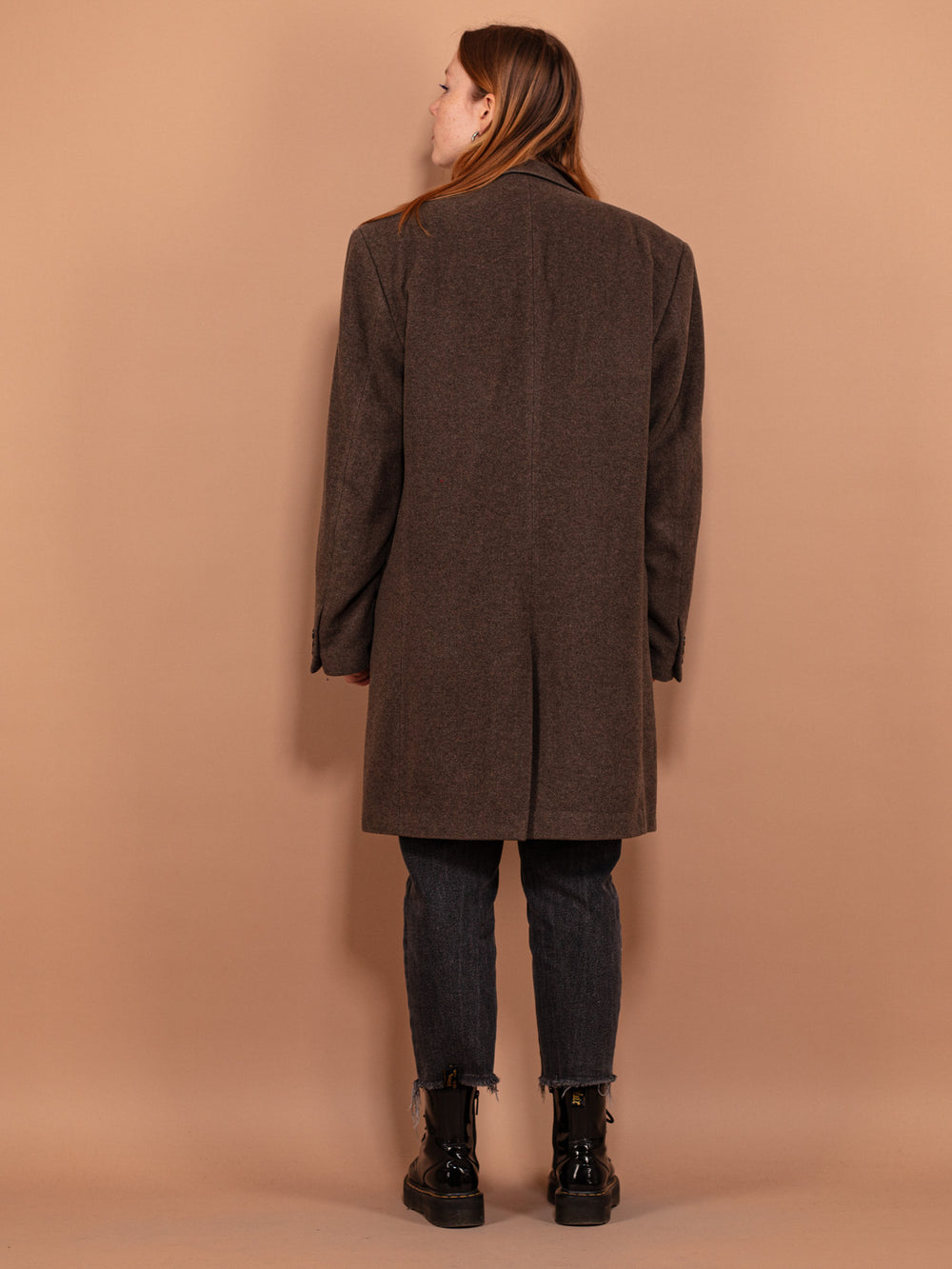 Vintage 90's Women  Cashmere and Wool Blend Coat in Brown - NorthernGrip