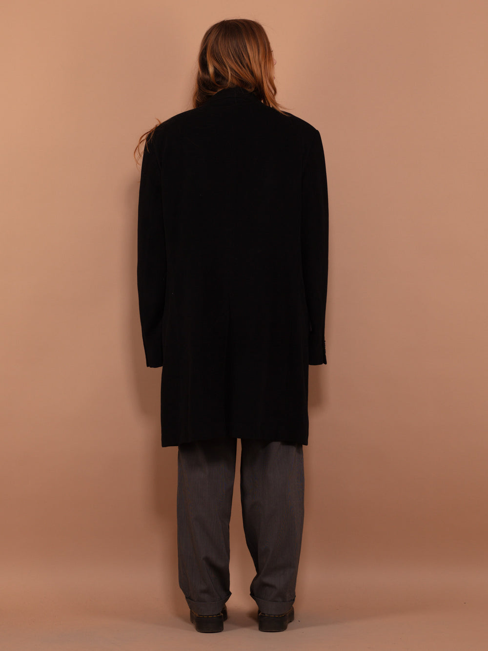 Vintage 90's Women  Cashmere and Wool Blend Coat in Black - NorthernGrip