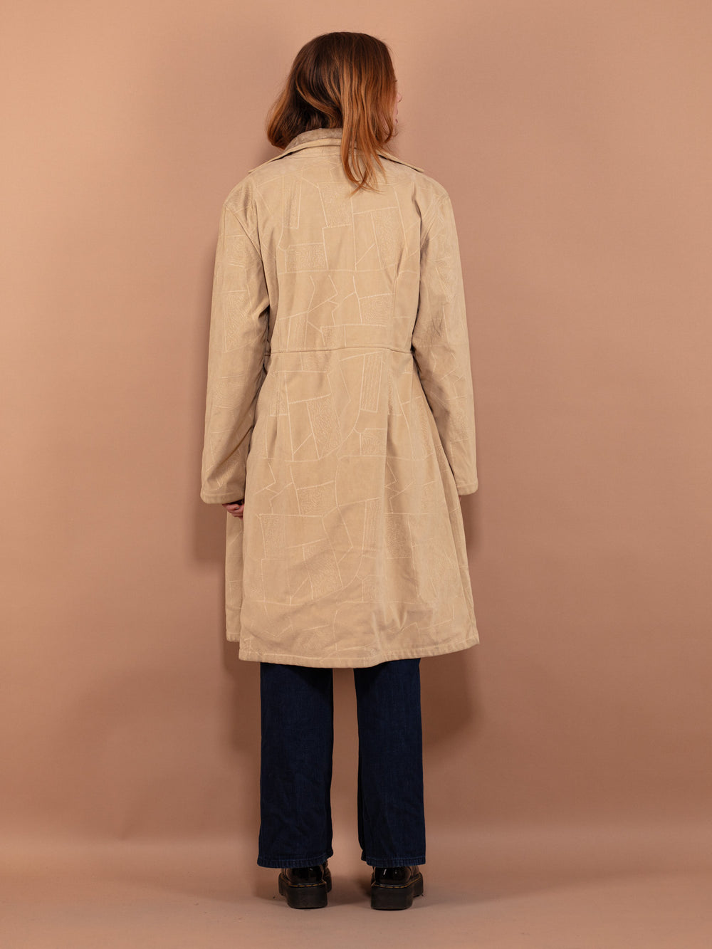 Vintage 90's Women Faux Sheepskin Coat in Beige - NorthernGrip