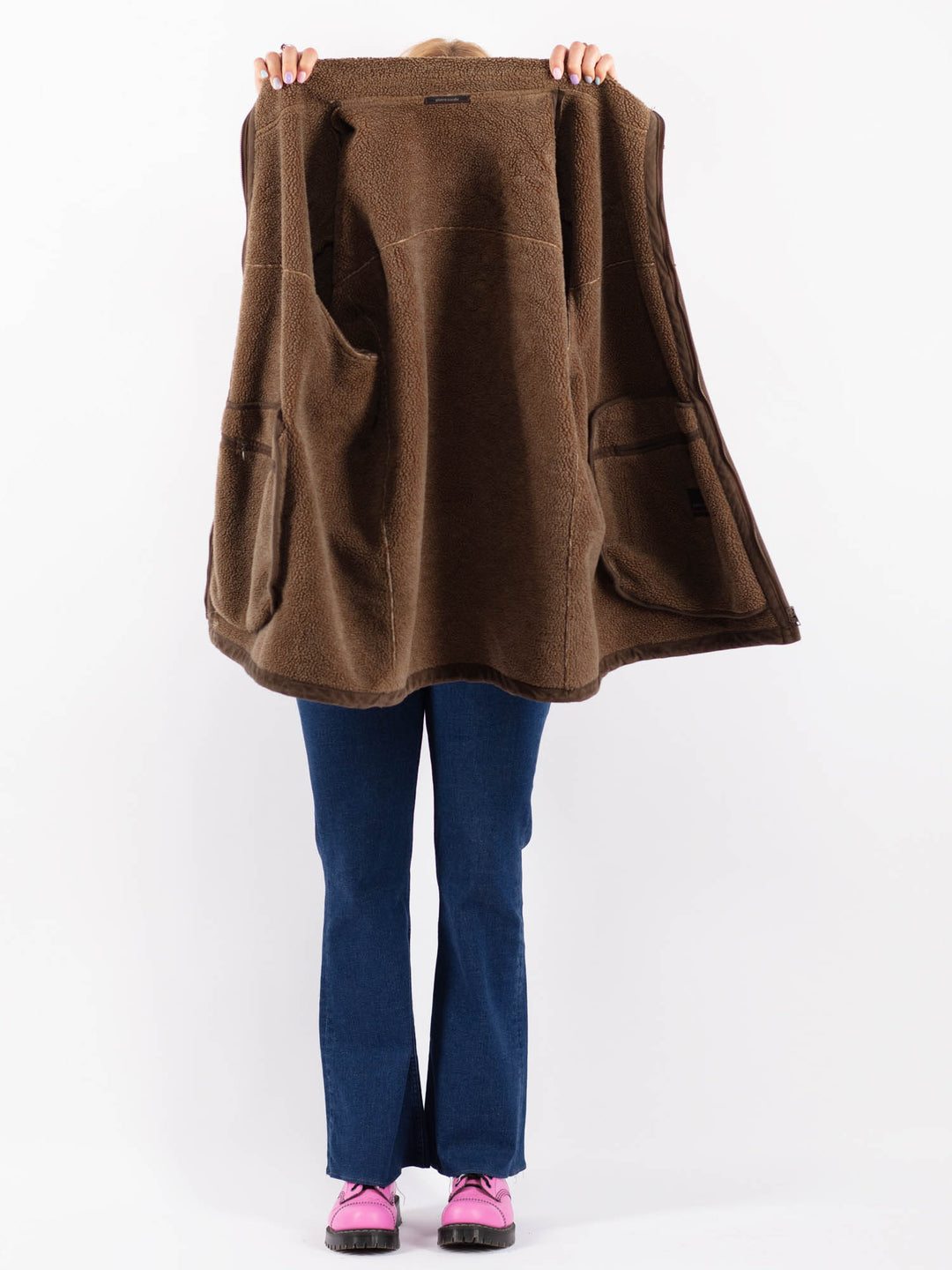 Vintage 00's Women Faux Sheepskin Coat in BrownV9538