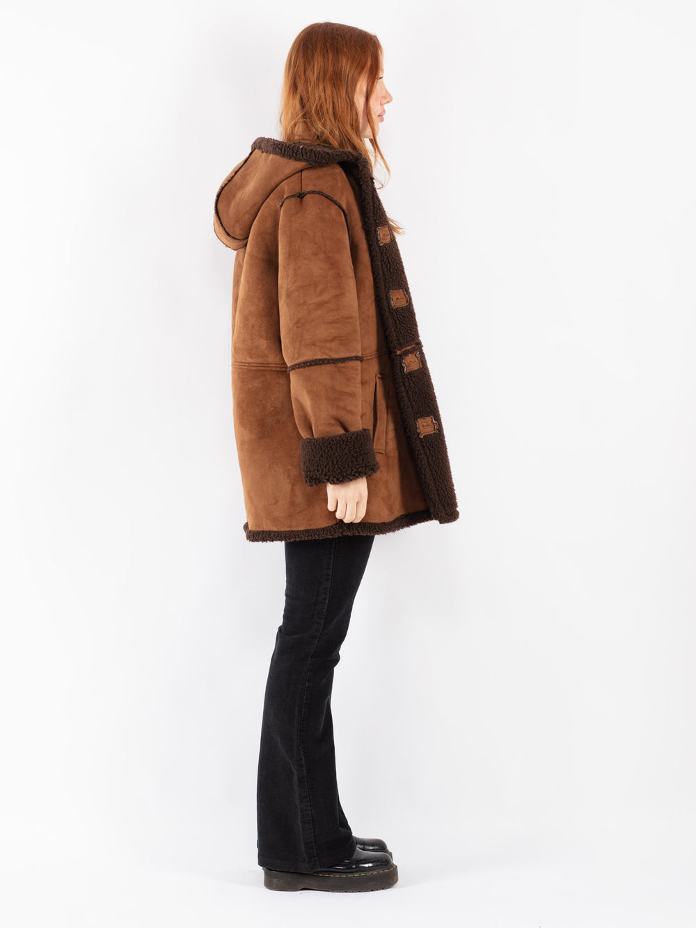 Vintage 90's Women Faux Sheepskin Coat in