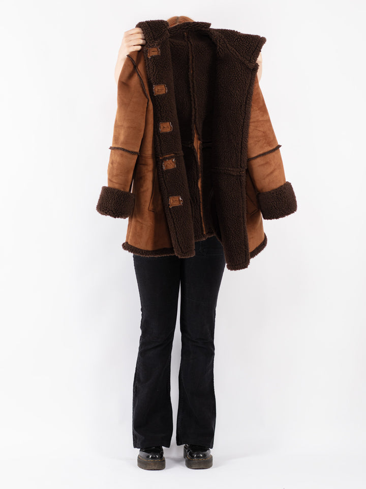 Vintage 90's Women Faux Sheepskin Coat in
