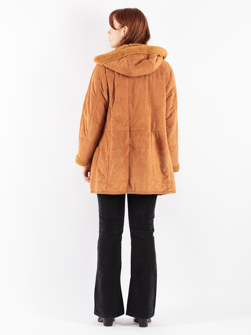 Vintage 90's Women Sherpa Coat in Brown