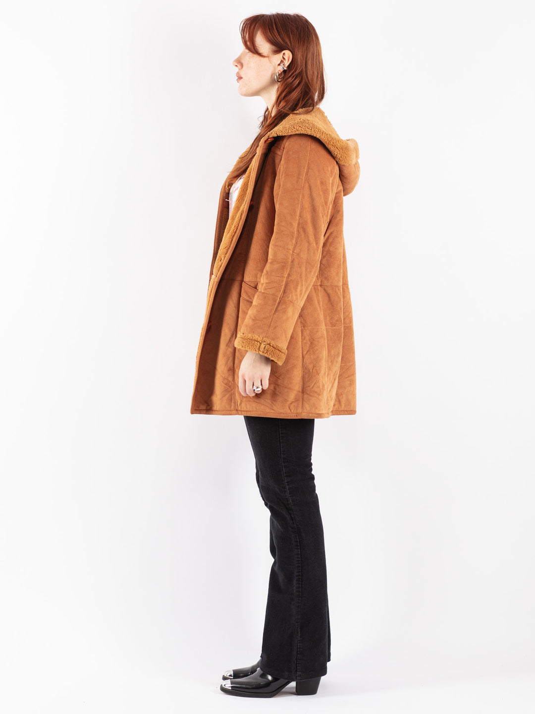 Vintage 90's Women Sherpa Coat in Brown