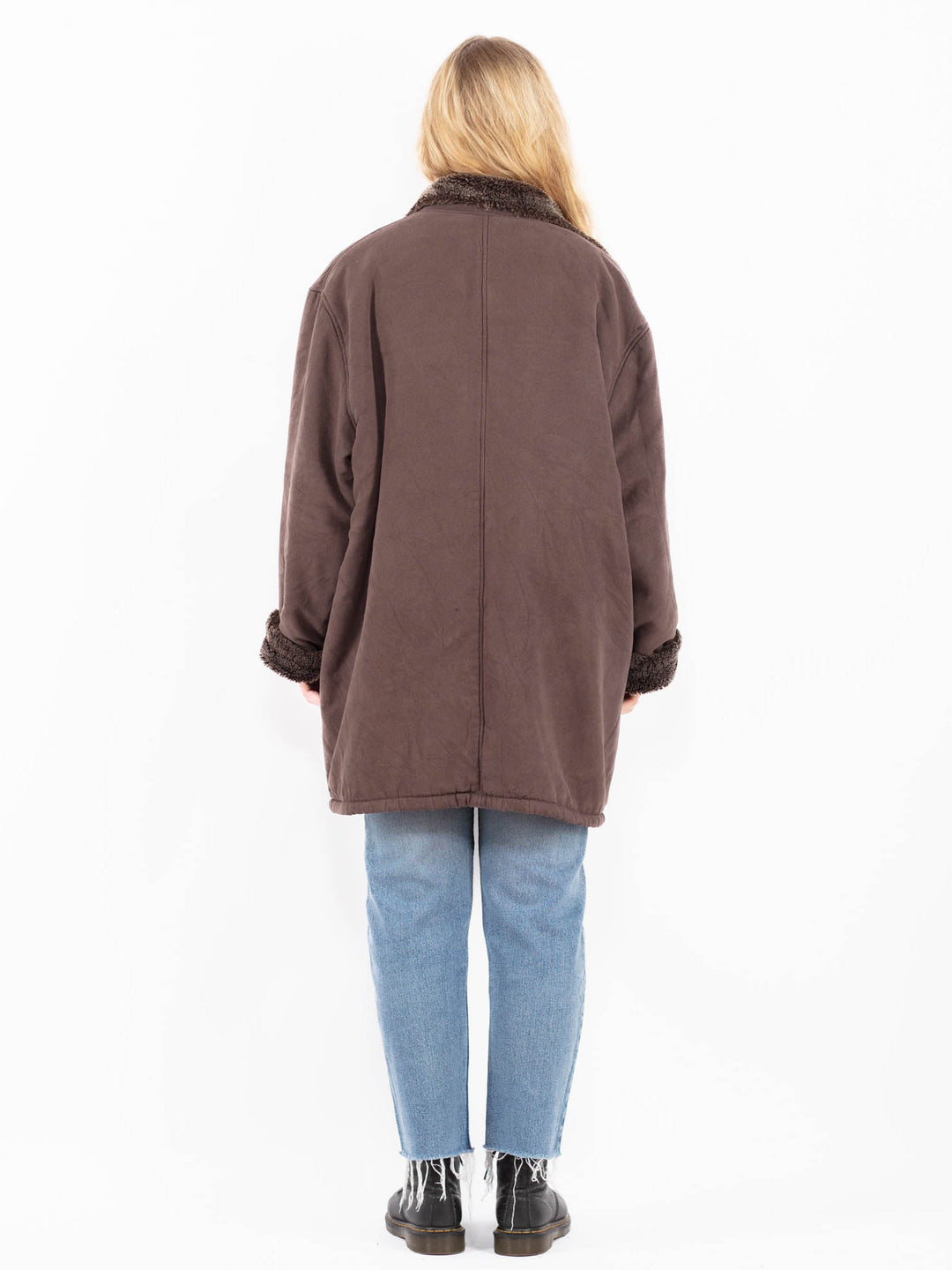 Vintage 90's Women Faux Sheepskin in BrownA0514