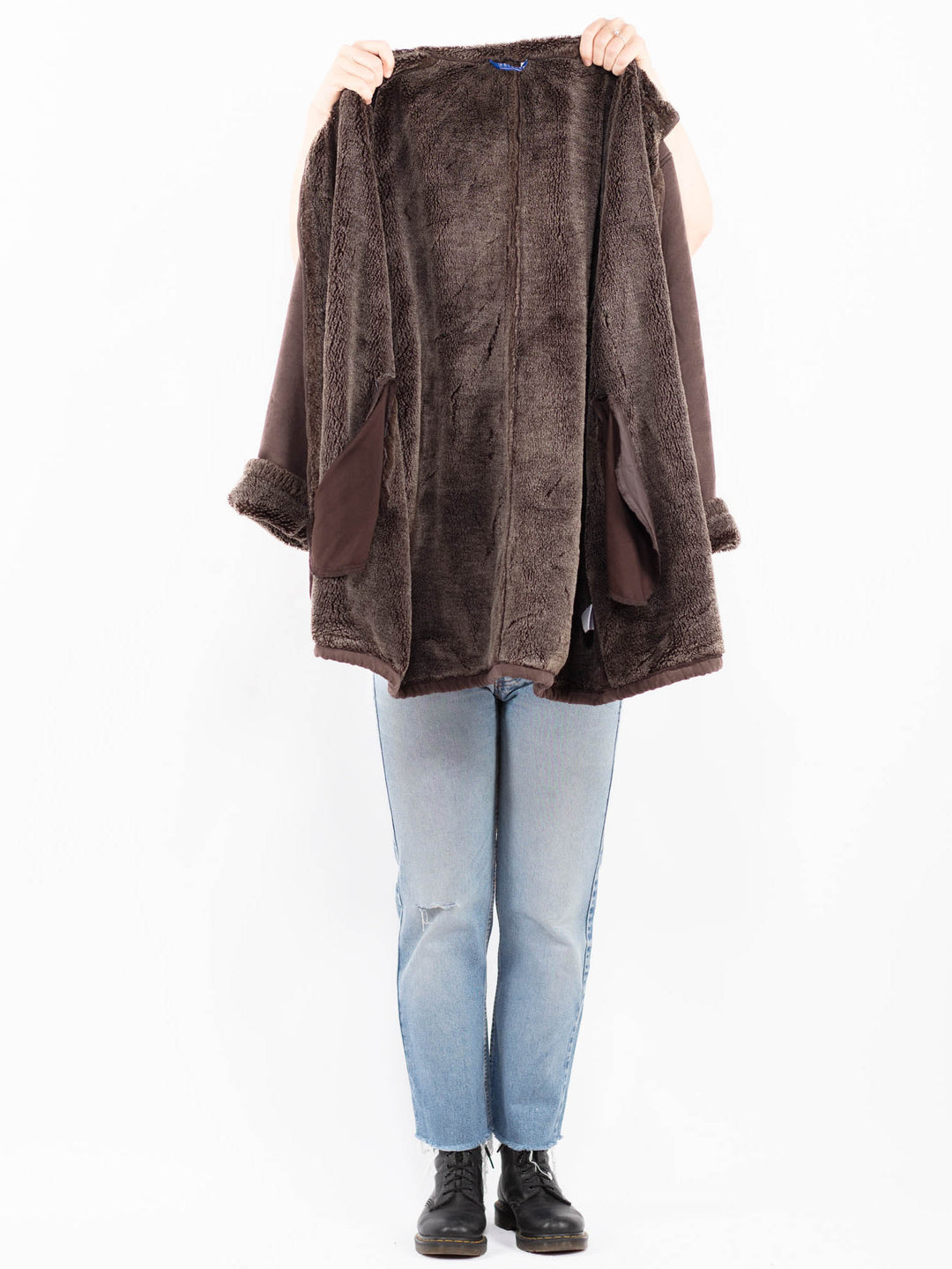 Vintage 90's Women Faux Sheepskin in BrownA0514