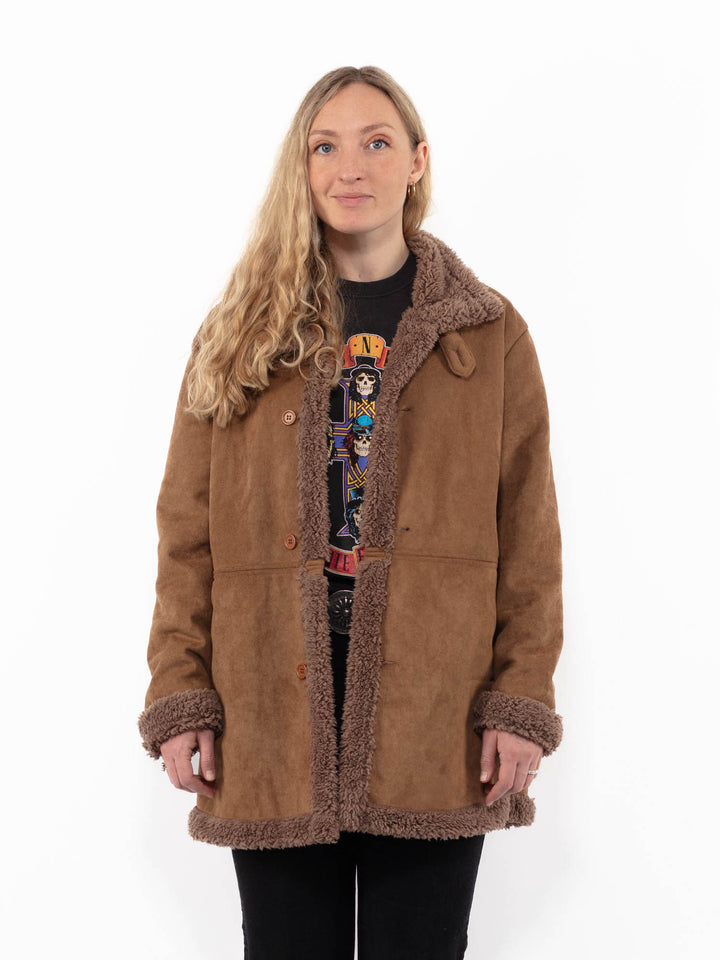 Vintage 00's Women Faux Sheepskin in BrownA0912