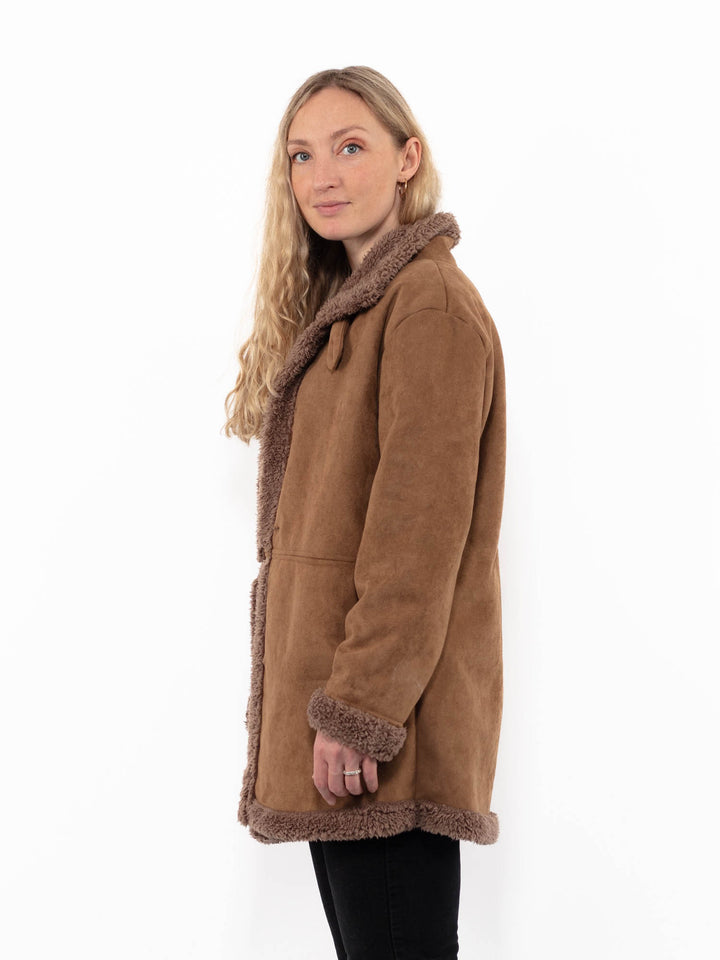 Vintage 00's Women Faux Sheepskin in BrownA0912