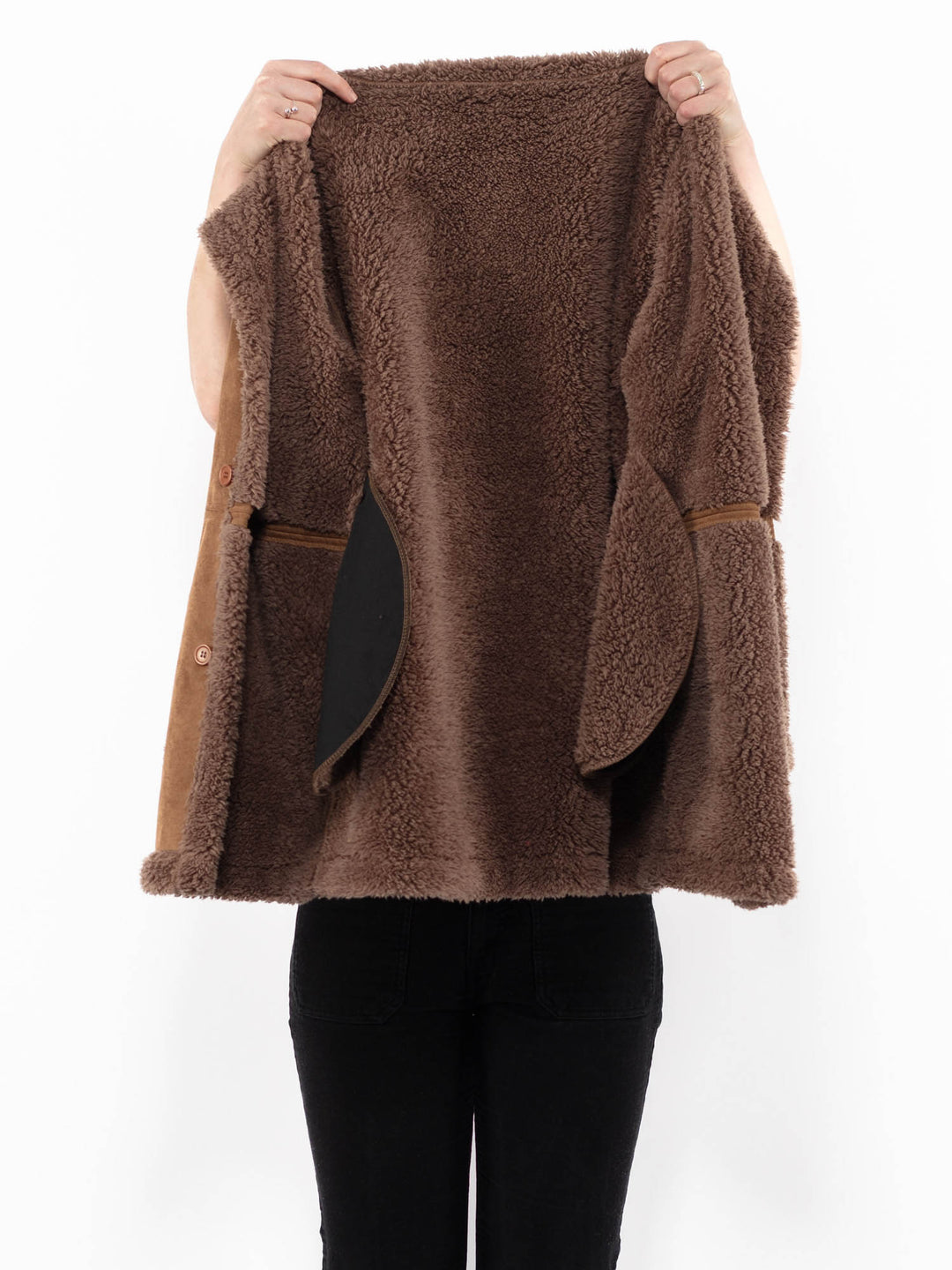 Vintage 00's Women Faux Sheepskin in BrownA0912