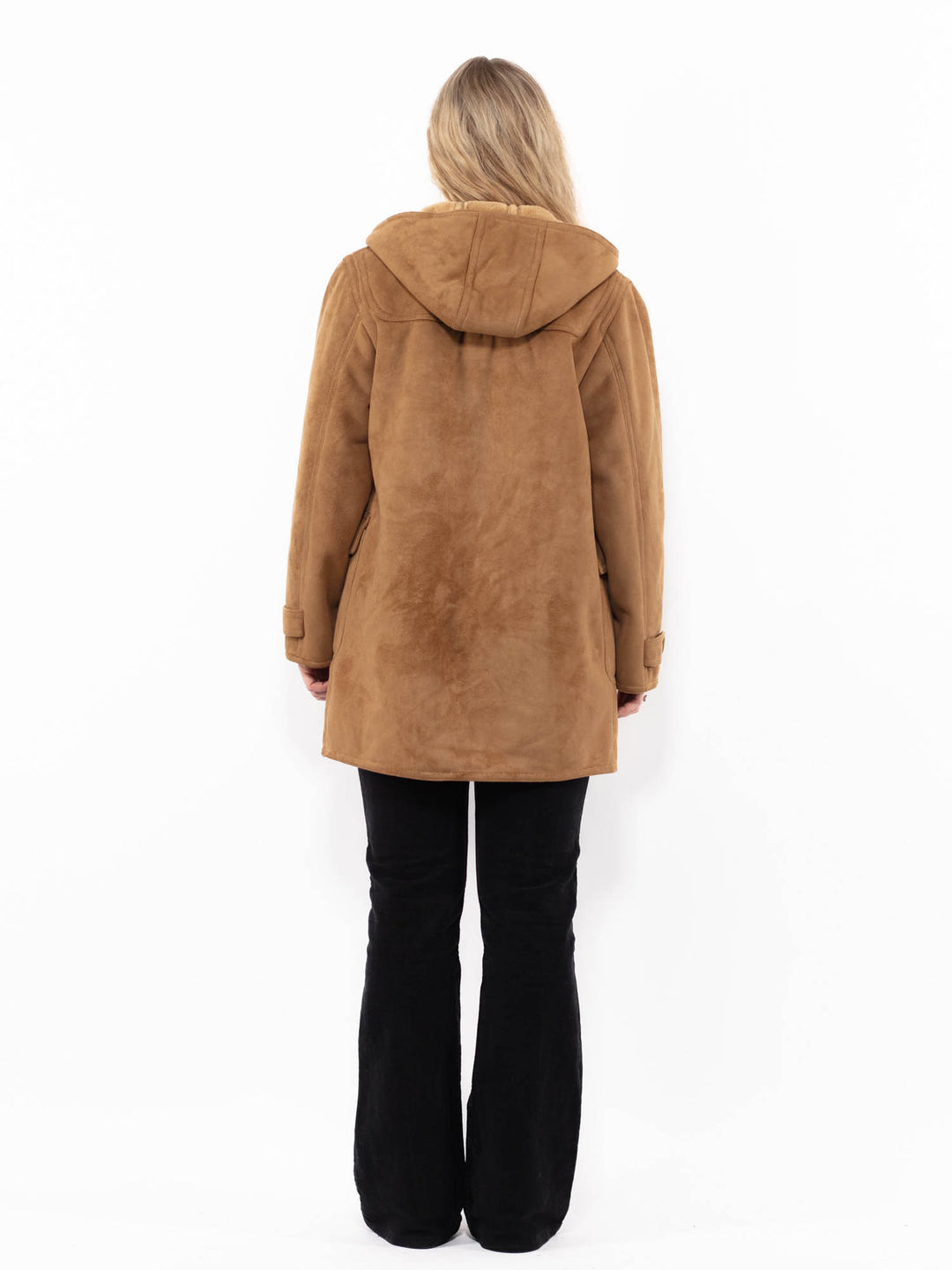 Vintage 90's Women Faux Sheepskin Coat in BrownA0915