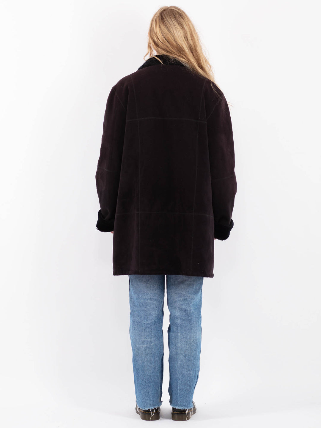 Vintage 90's Women Faux Sheepskin Coat in BlackV9501