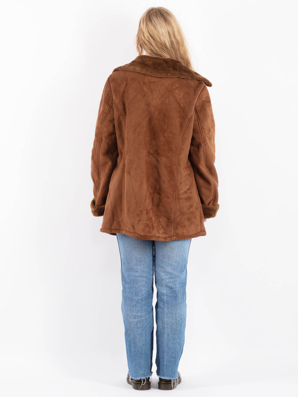 Vintage 90's Women Faux Sheepskin in BrownV9502