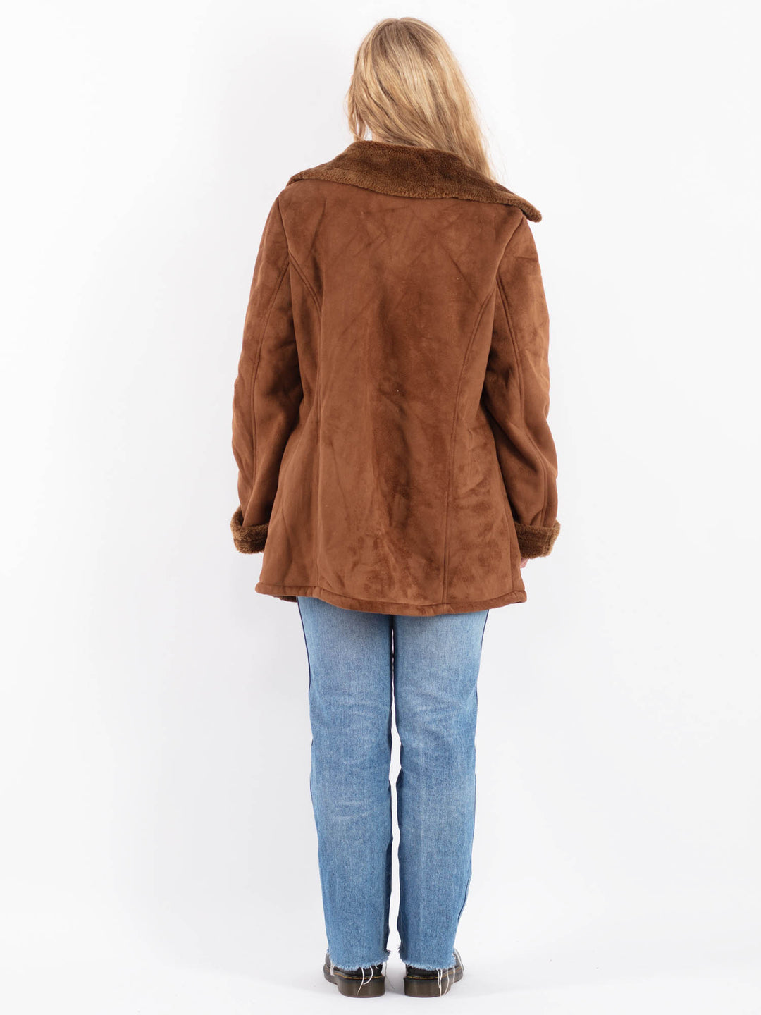 Vintage 90's Women Faux Sheepskin in BrownV9502