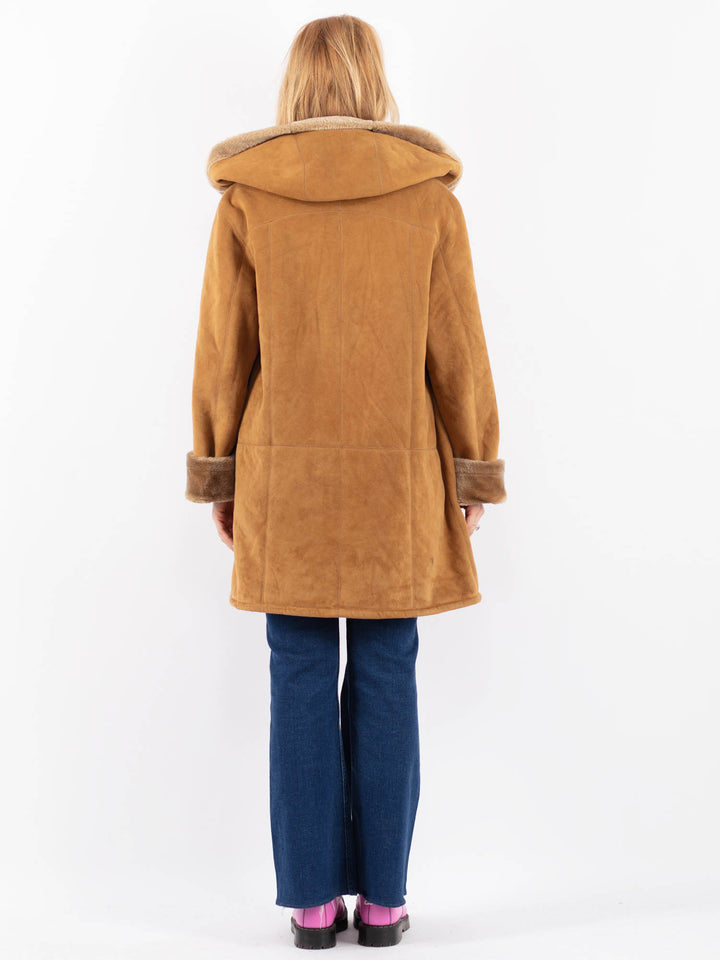 Vintage 90's Women Faux Sheepskin Coat in BeigeV9594