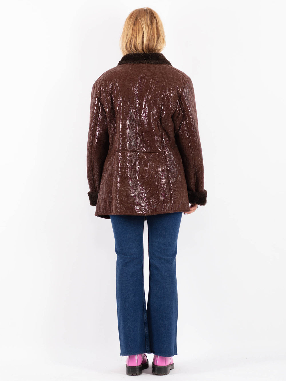 Vintage 00's Women Faux Sheepskin in BrownV9599