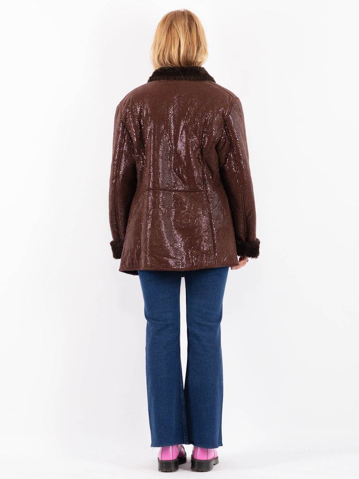 Vintage 00's Women Faux Sheepskin in BrownV9599