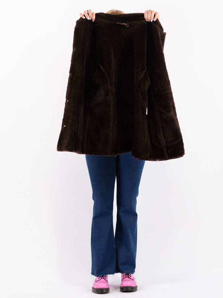Vintage 00's Women Faux Sheepskin in BrownV9599