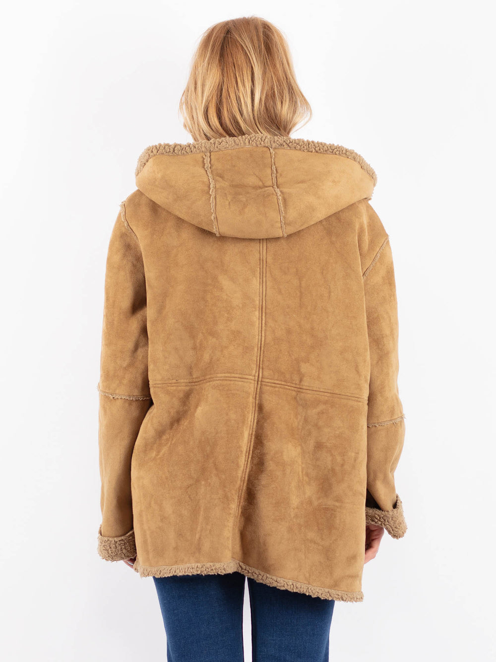 Vintage 90's Women Faux Sheepskin Coat in BeigeV9607
