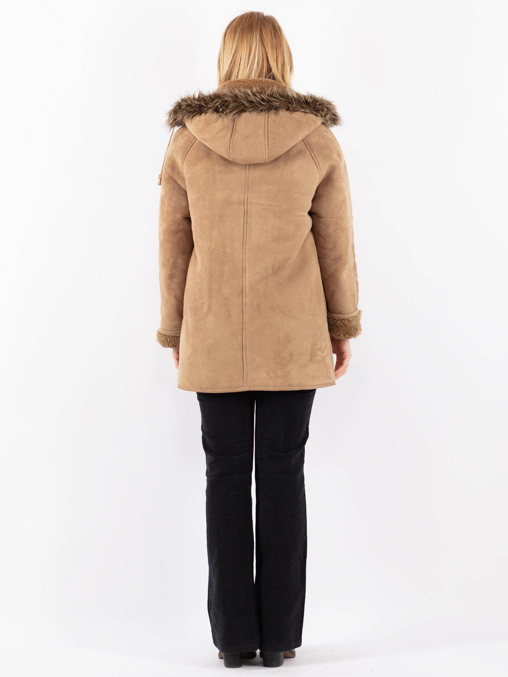 Vintage 90's Women Faux Sheepskin Coat in BeigeV9708